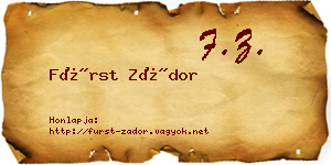 Fürst Zádor névjegykártya